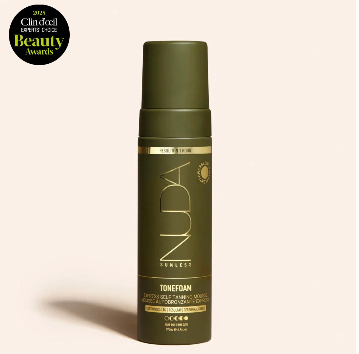 Nuda Tonefoam Olive -Correcting Self Tan Mousse
190ml / 6.4oz